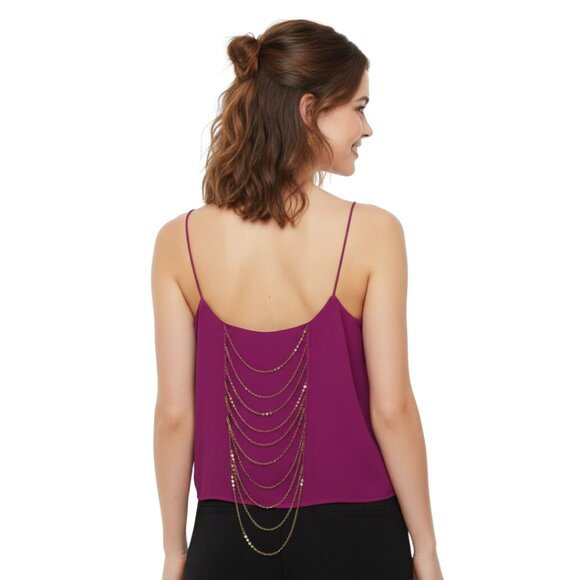 Arden B Tops - NWT Arden B. Magenta Draped Cami Top w/ Gold Chain Back – Sexy & Elegant